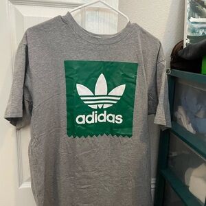 Adidas Gray Tee with Black Trefoil Logo